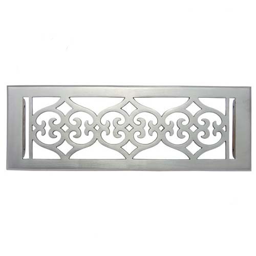 "Flower" Brass Wall Register with Louver - 4" x 14" (5-1/2" x 15-5/8" Overall)